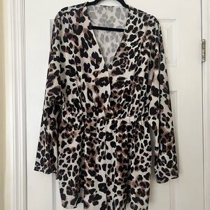 Leopard Print Long Sleeve Romper